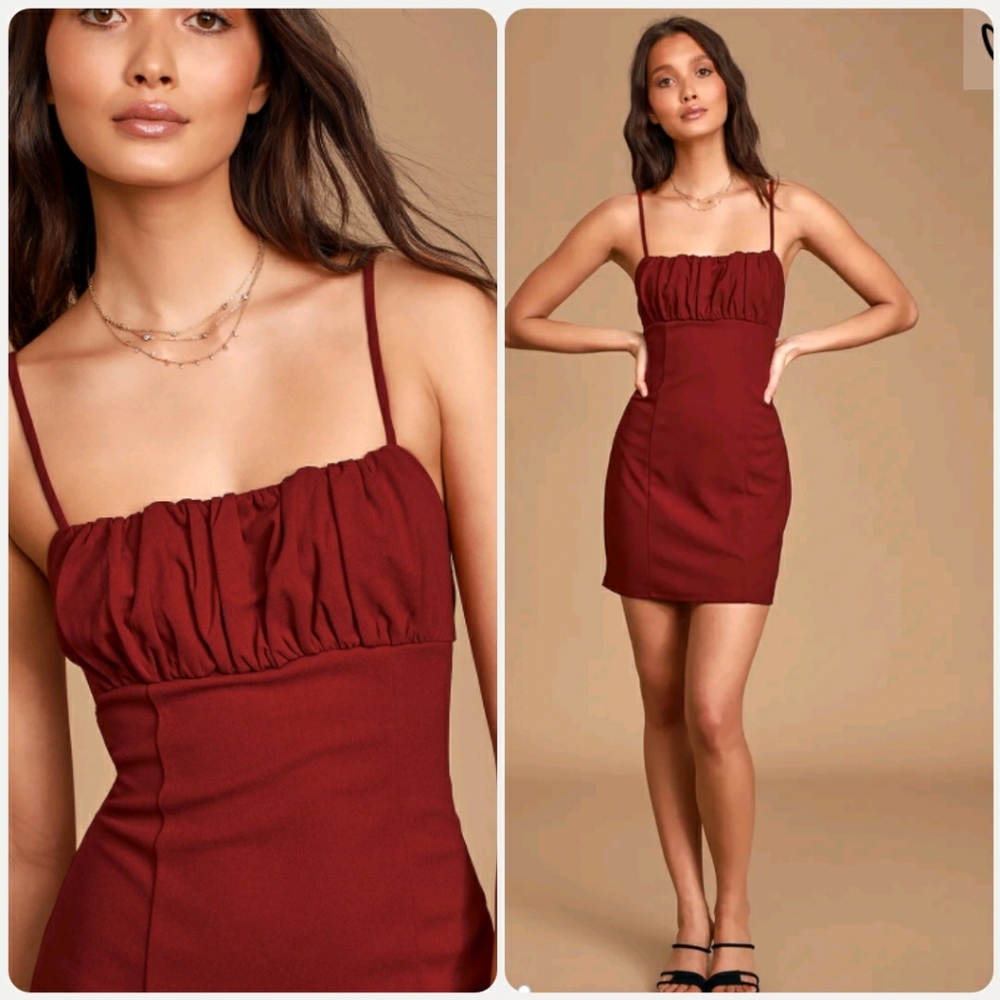 Lulu's Rule Breaker Wine Red Bodycon Mini Dress